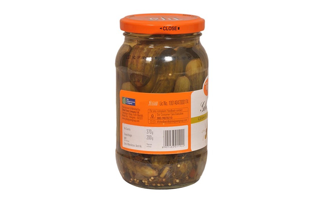 Tify Gherkins German Sweet Sour   Glass Jar  370 grams